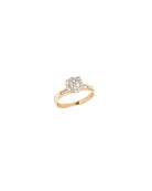 Gold ring with a diamond on a white background
