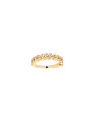 Gold ring with small diamonds on a white background