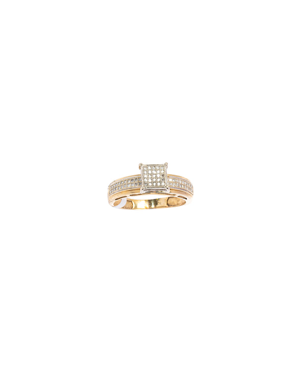 10K Gold Diamond Square Clustered Ring
