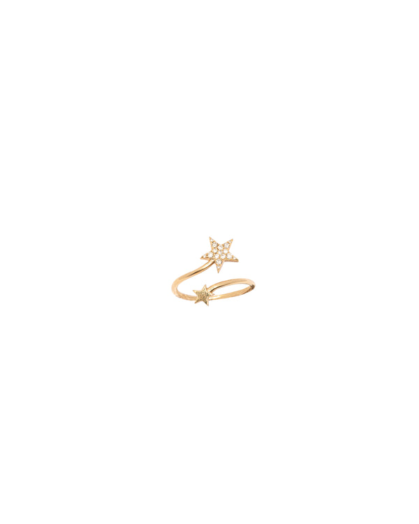 10K Gold Double Star Adjustable Diamond Ring