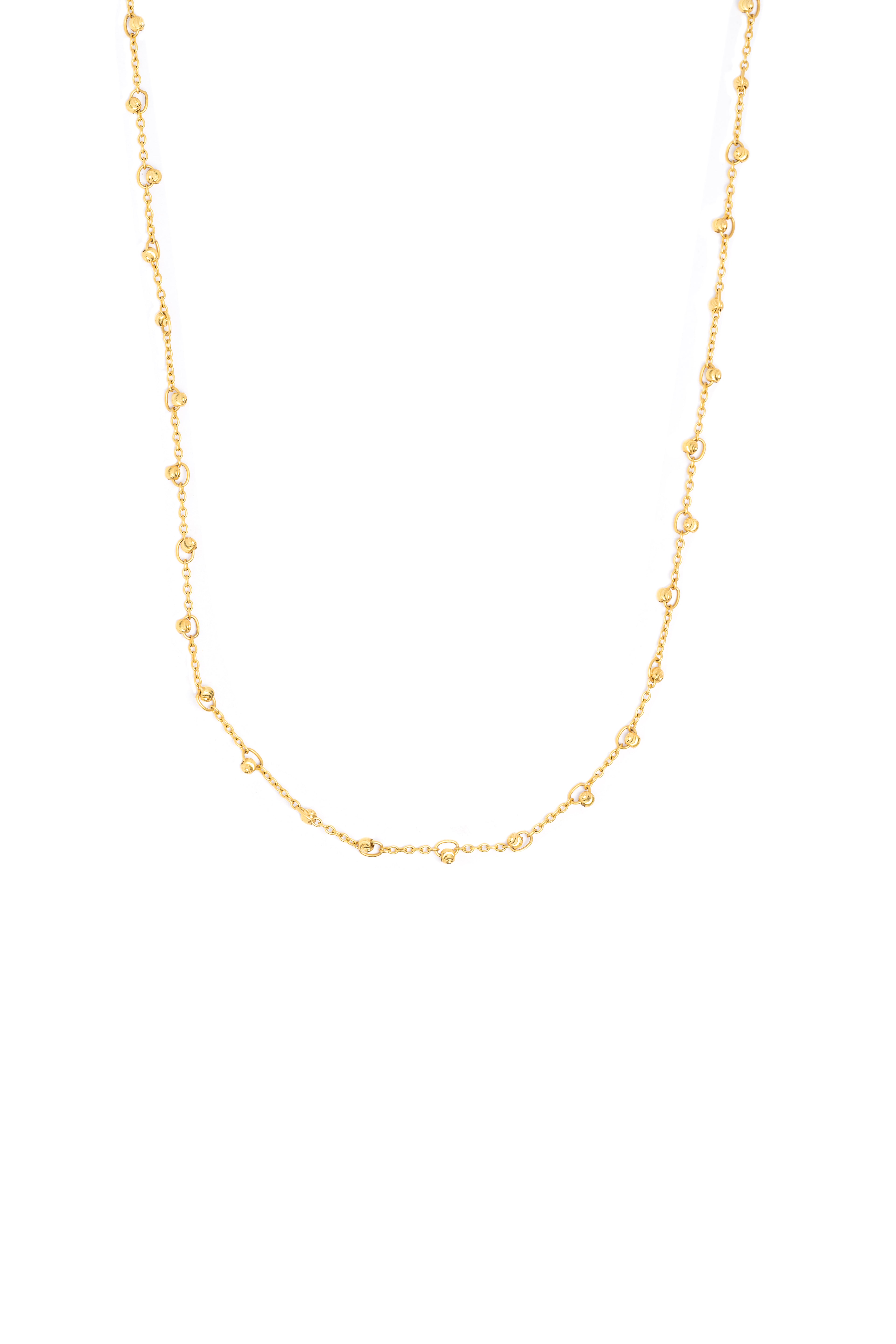 Gold necklace on a white background