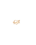 Gold bow-shaped ring on a white background