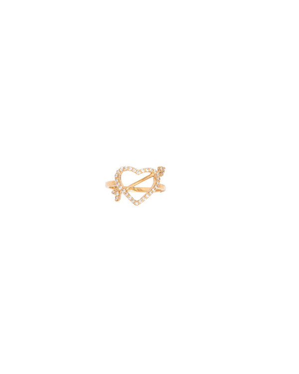 10K Gold Heart and Arrow Diamond Ring