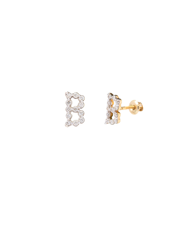 10K Gold Initial B Diamond Earrings