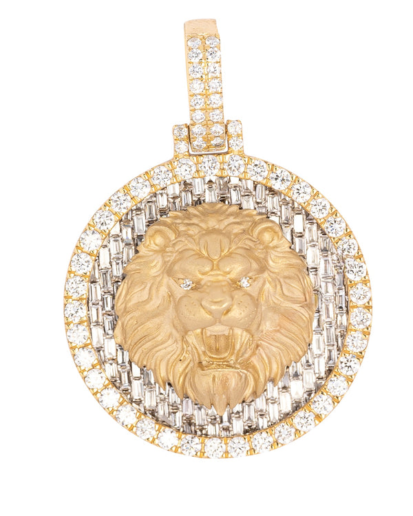 10K Gold Lab Diamond Lion Medallion Pendant