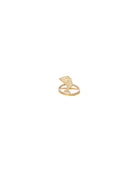 Gold ring with a diamond on a white background