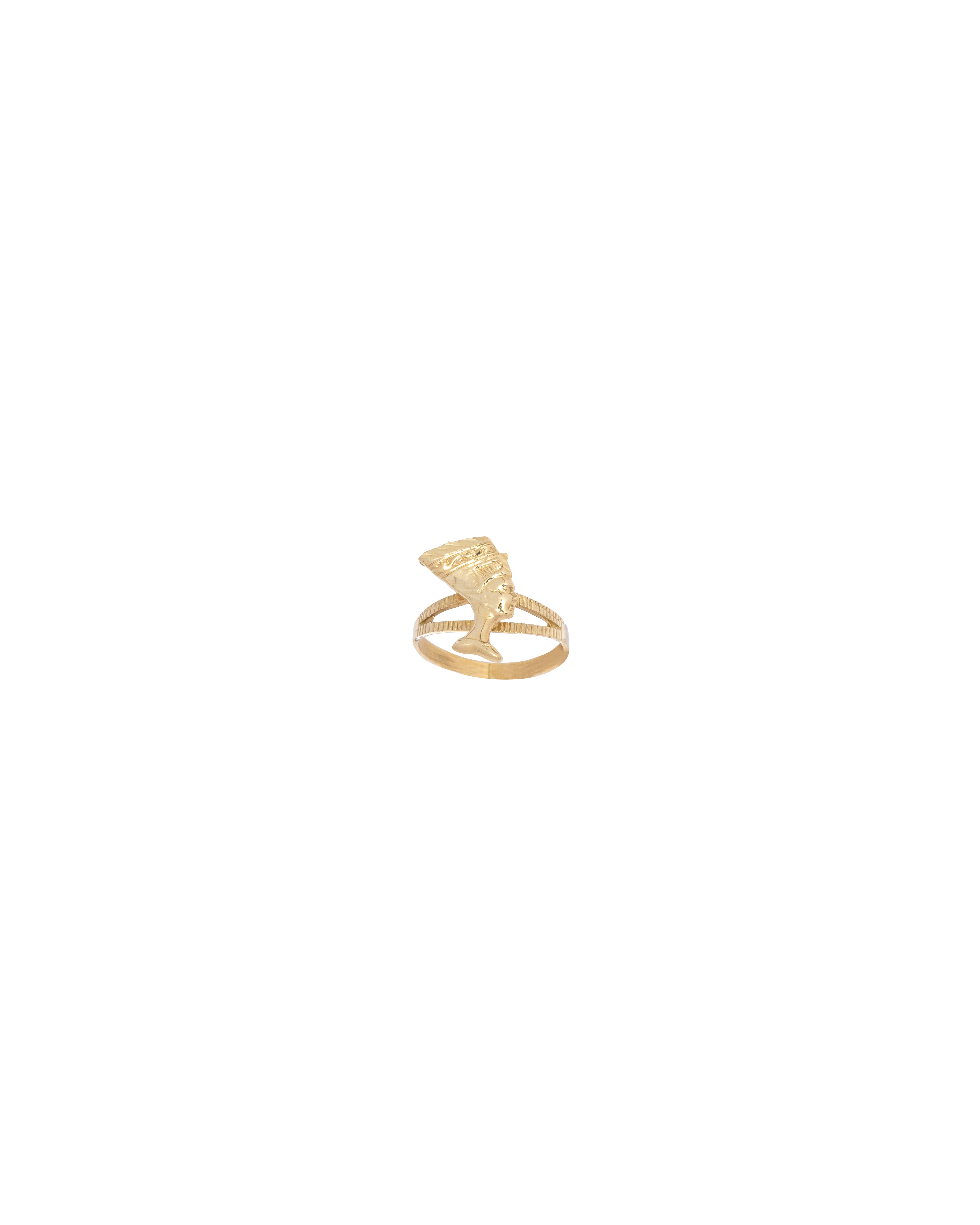 Gold ring with a diamond on a white background