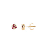 Pair of gold earrings with gemstones on a white background