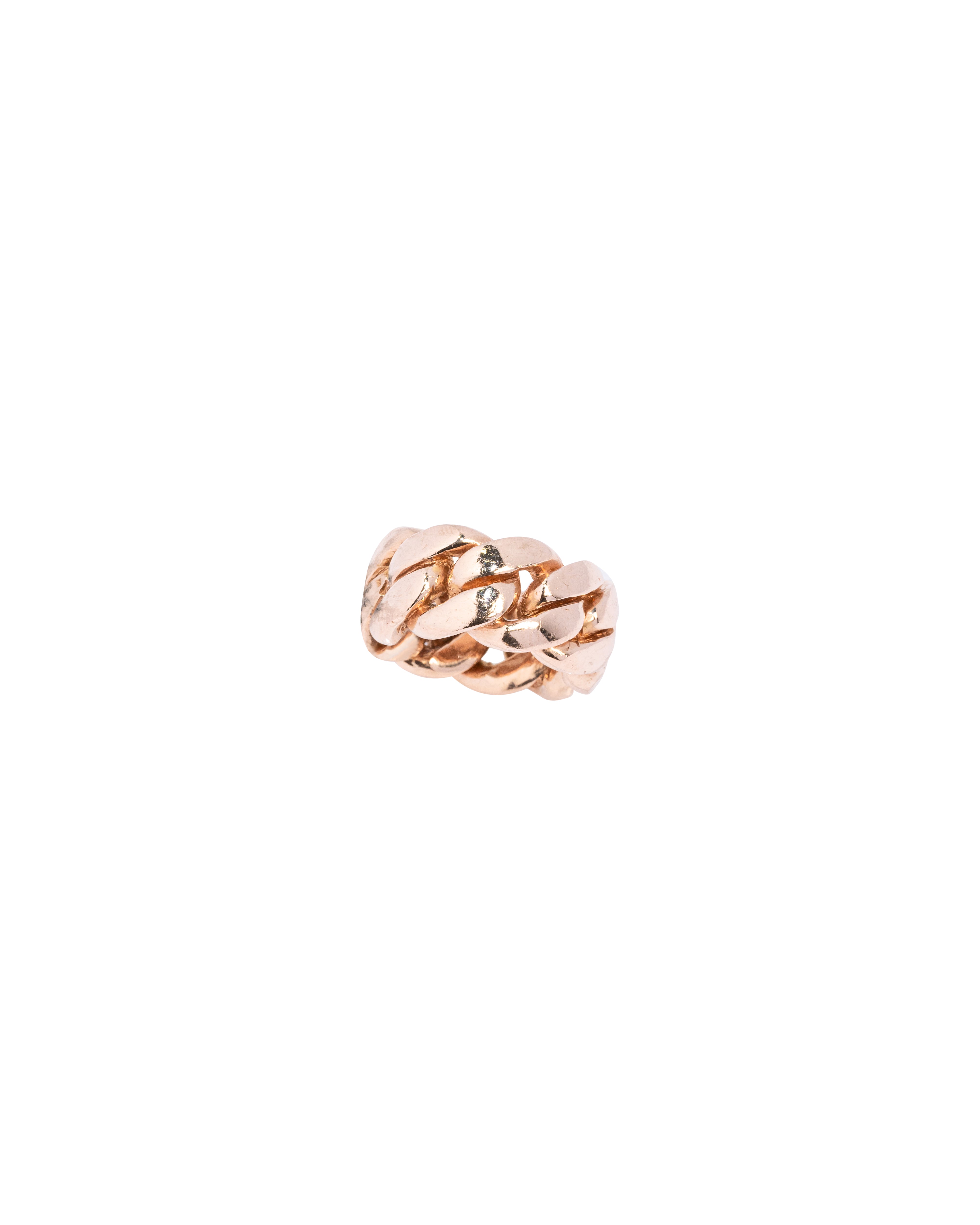 Rose gold ring on a white background