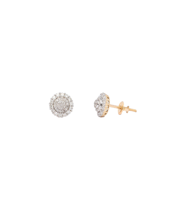 10K Gold Three Tier Clustered Diamond Earrings