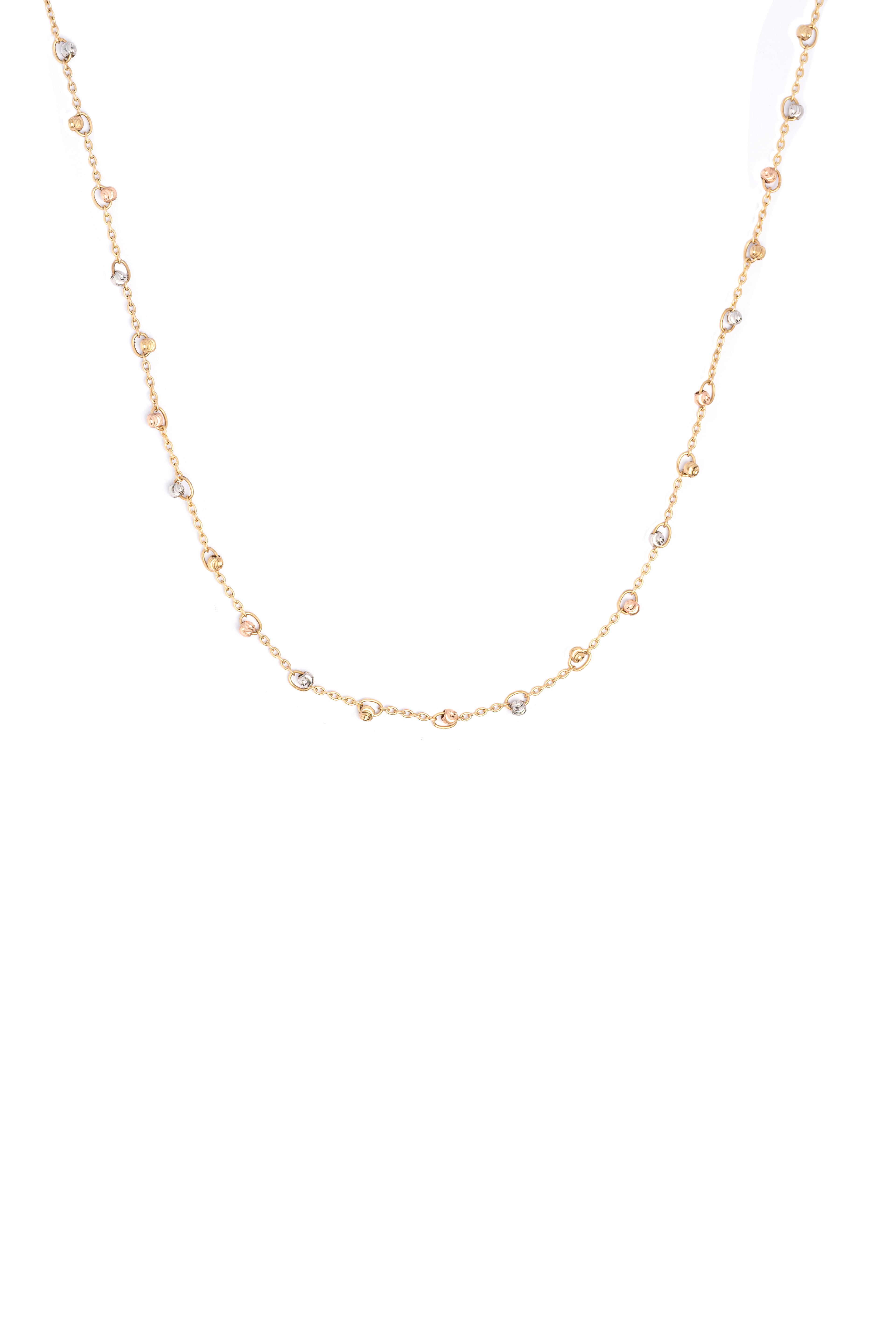 Gold necklace on a white background