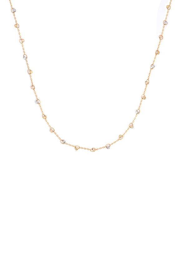 10K Gold Tri-Color Fancy Mooncut Chain
