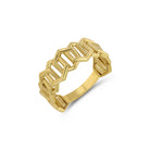 A 10K yellow gold anchor link ring on a white background.