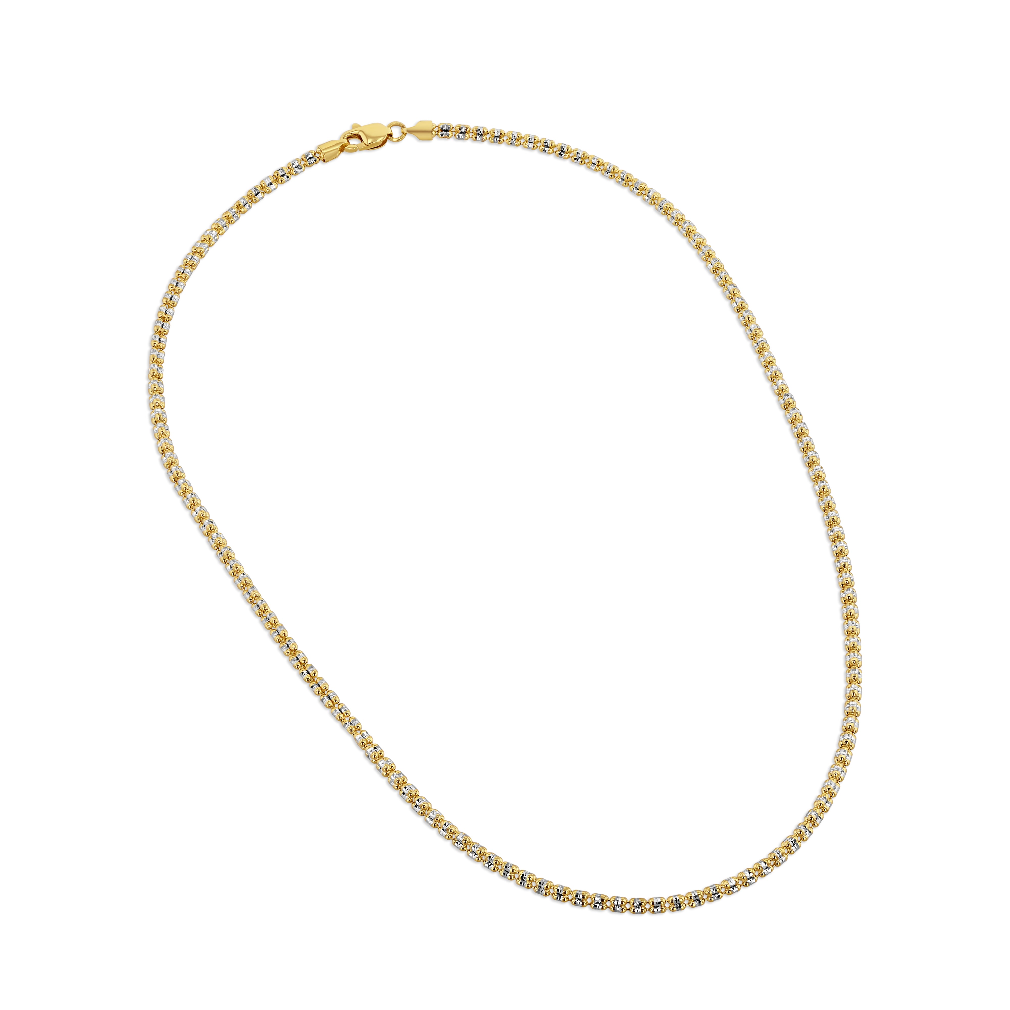 A 10K yellow gold hollow ice chain necklace with a lobster clasp.