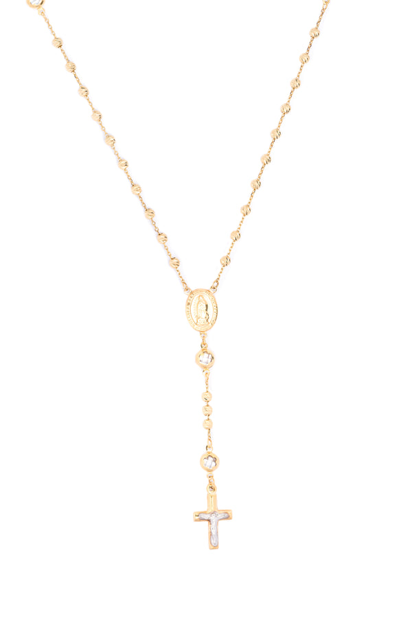 10k Gold Crystal Rosary Chain