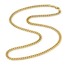 A 10k yellow gold hollow curb Cuban chain necklace with a lobster clasp, displayed on a white background.