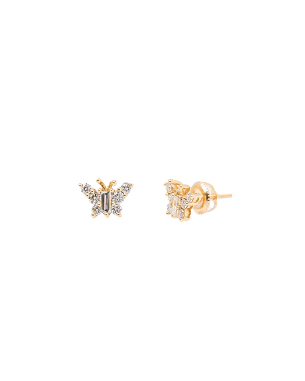 14K Gold 0.10ct Diamond Butterfly Earrings