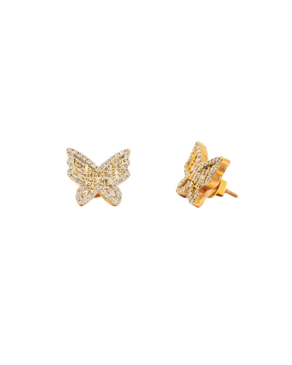 14K Gold 0.70ct Diamond Butterfly Baguette Earrings