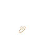 Gold ring with a small diamond on a white background
