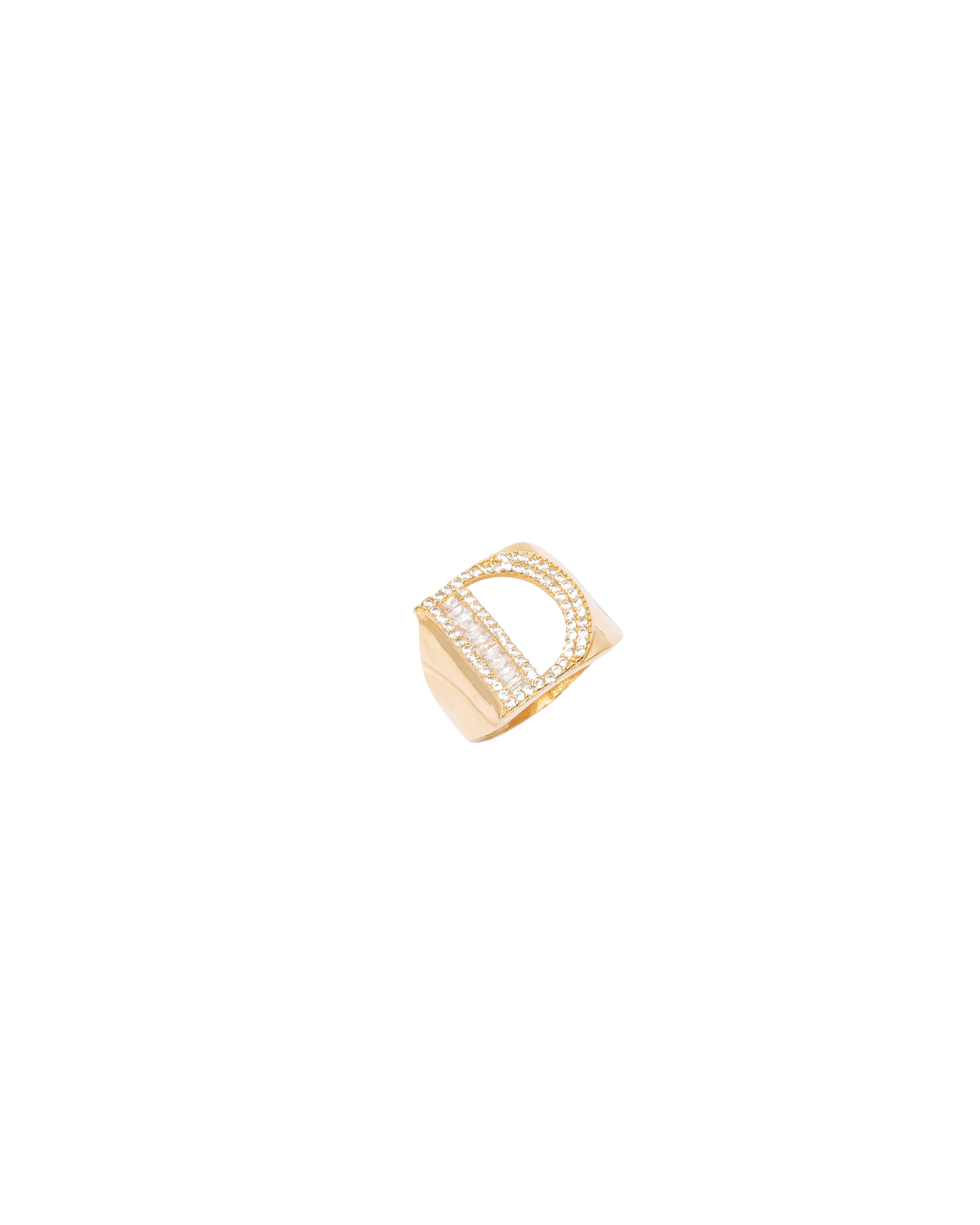 Gold ring with pearls on a white background