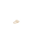 Gold ring with small stones on a white background