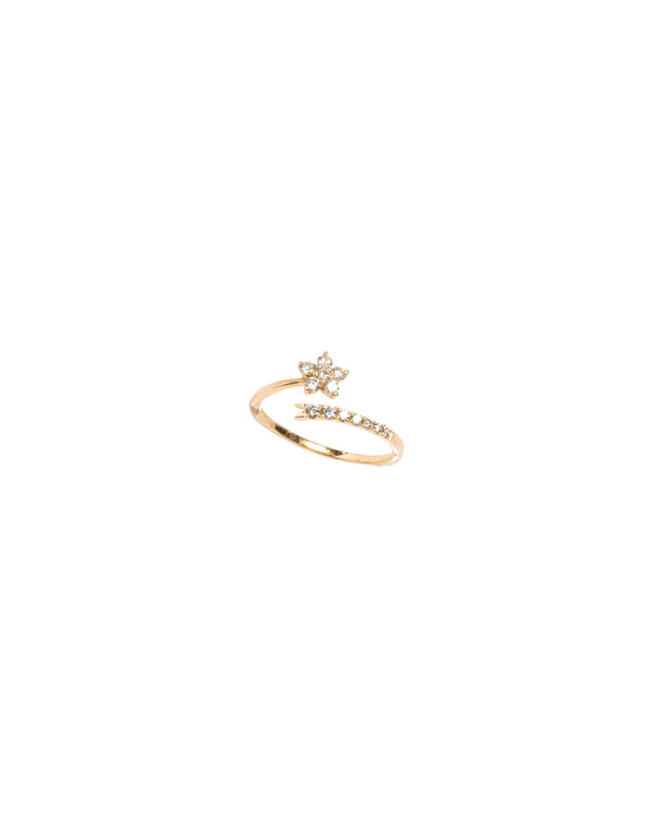 14K Gold Flower Diamond Ring