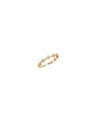 Gold ring with a unique design on a white background