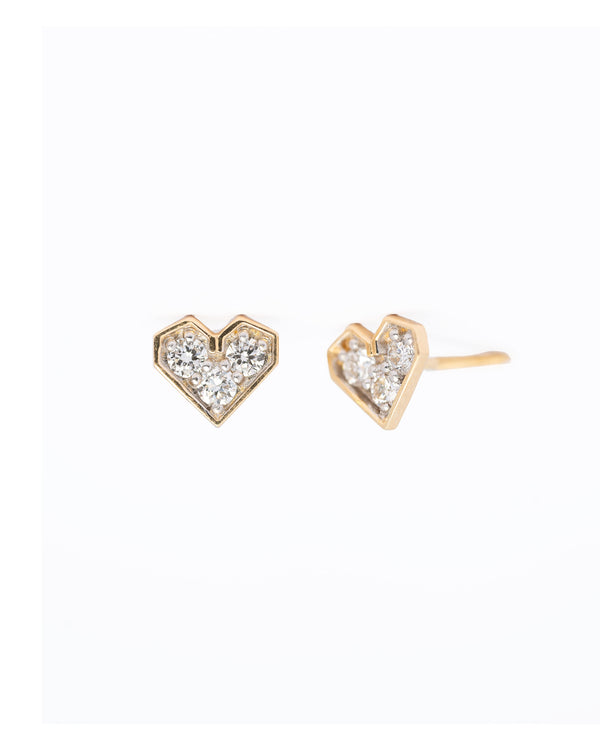 14K Gold Heart Shaped Diamond Earrings