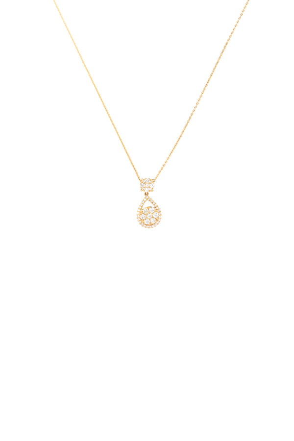 14K Gold Inside Flower Pear Shape Diamond Necklace