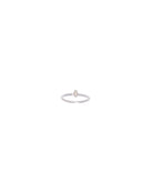 Silver ring with a small pearl on a white background