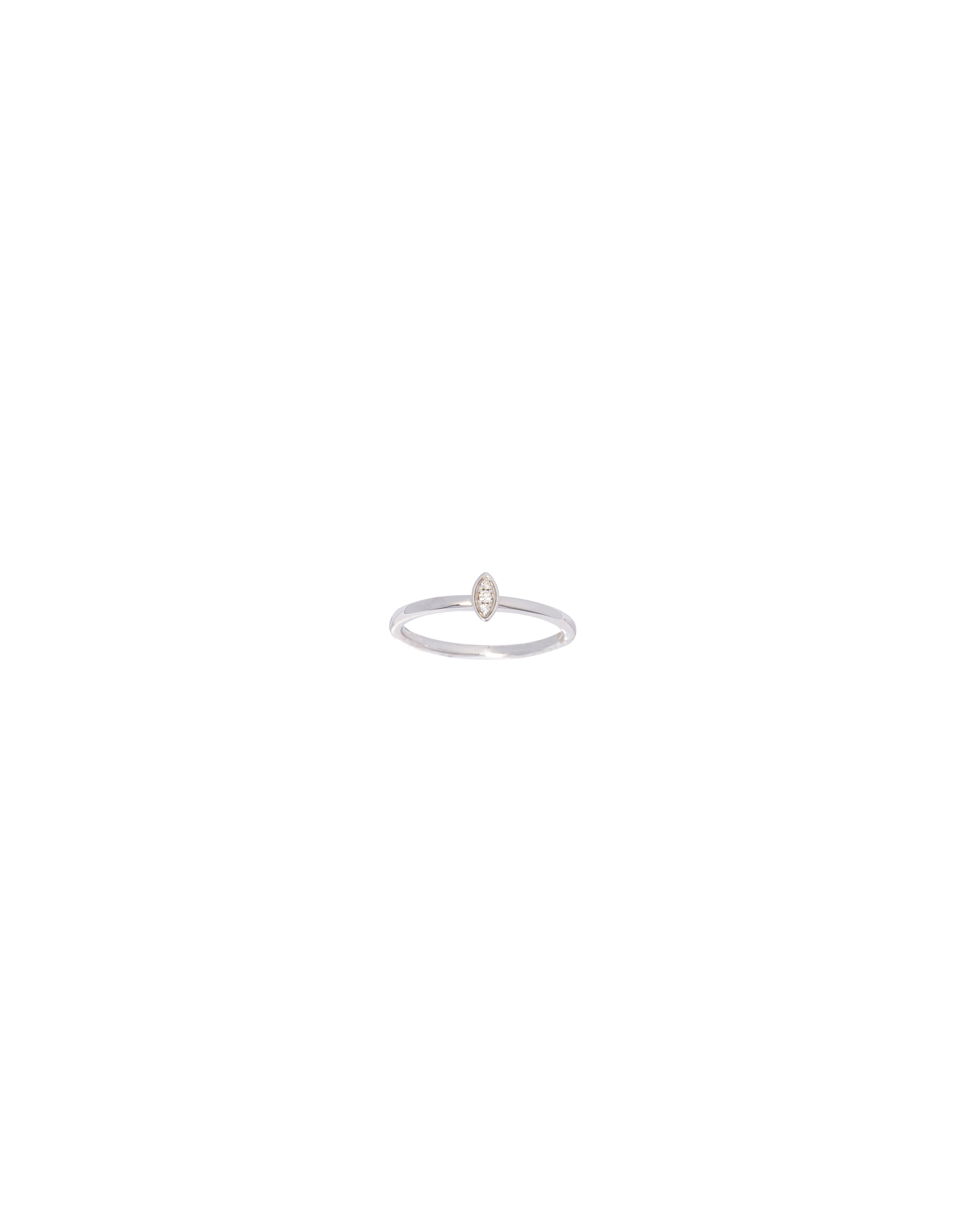 Silver ring with a small pearl on a white background