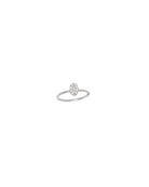Silver ring with small stones on a white background