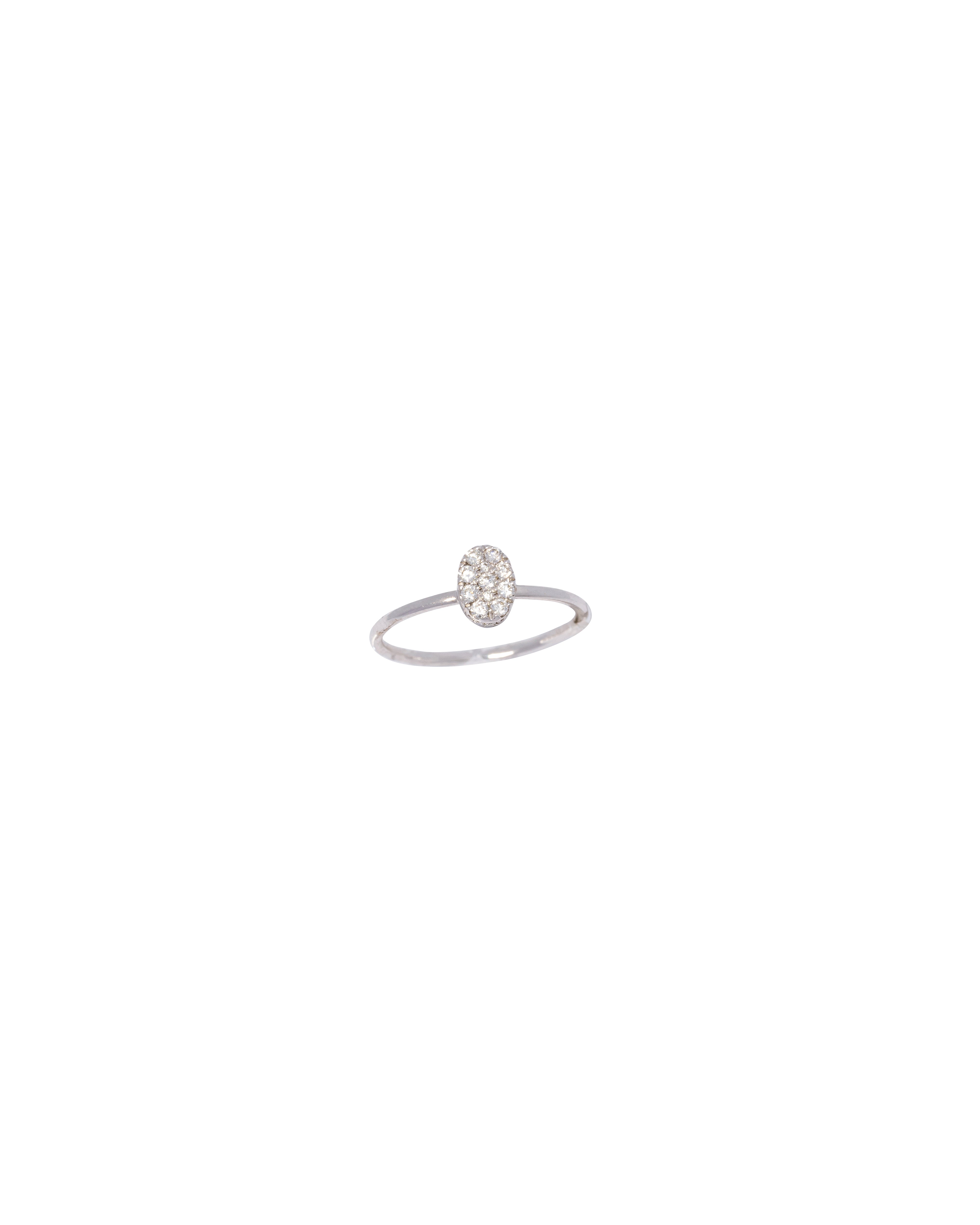 Silver ring with small stones on a white background