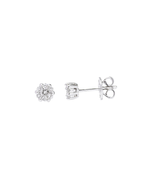 14K Gold Small Flower Diamond Earrings