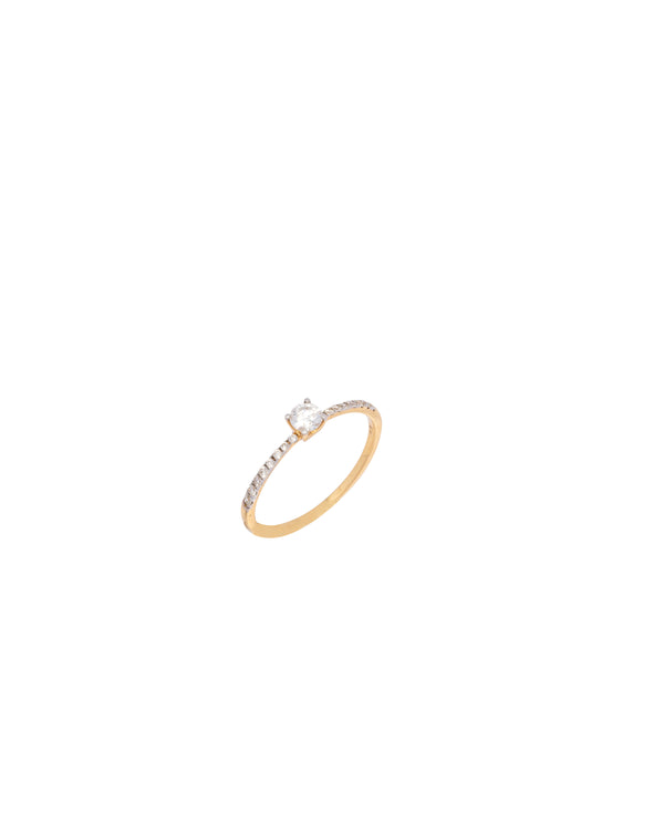 14K Gold Solitaire Half Infinity Diamond Ring