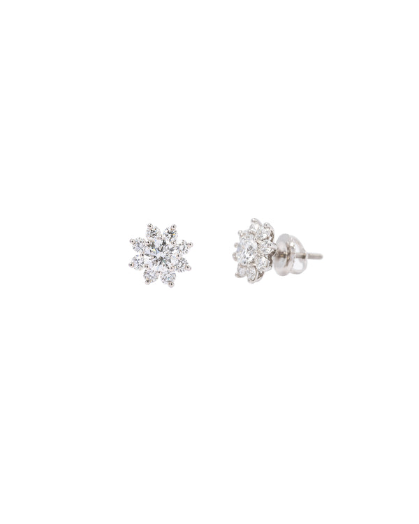 14K Gold Sunflower Diamond Earrings