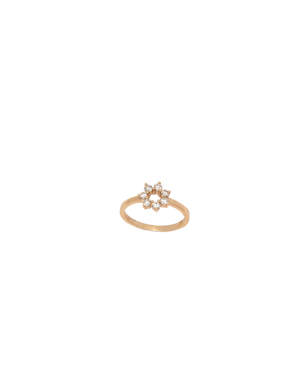 14K Gold Sunflower Diamond Ring