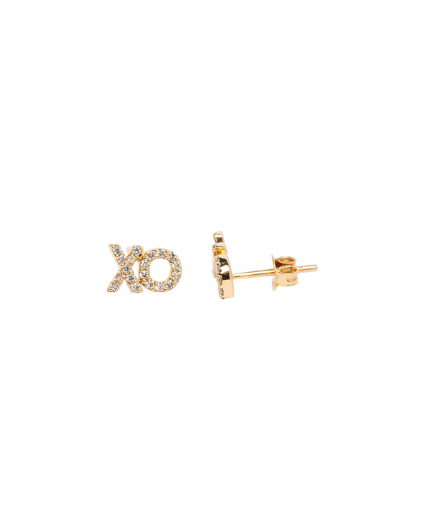14K Gold XO Diamond Earrings