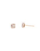 Rose gold earrings on a white background