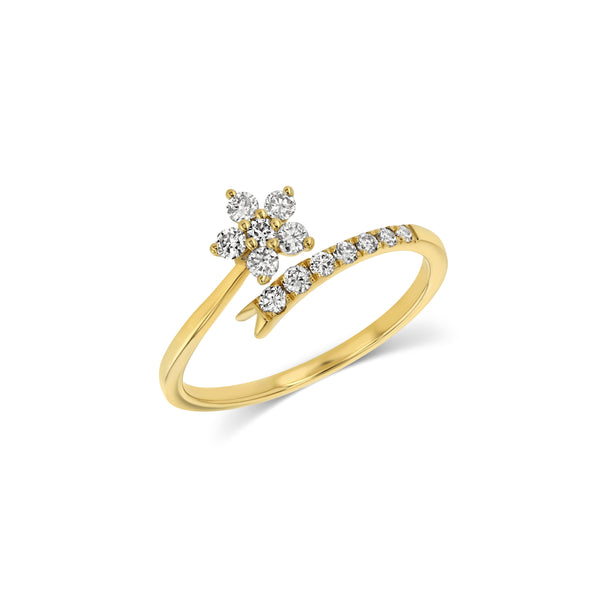 14K Yellow Gold Diamond flower ring