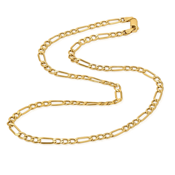 14K Yellow Gold Hollow Figaro Chain