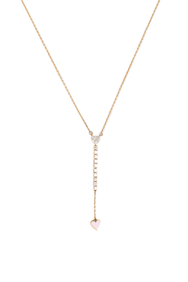 14K Gold Dangling Pink Heart Diamond Necklace – Women’s Romantic Jewelry