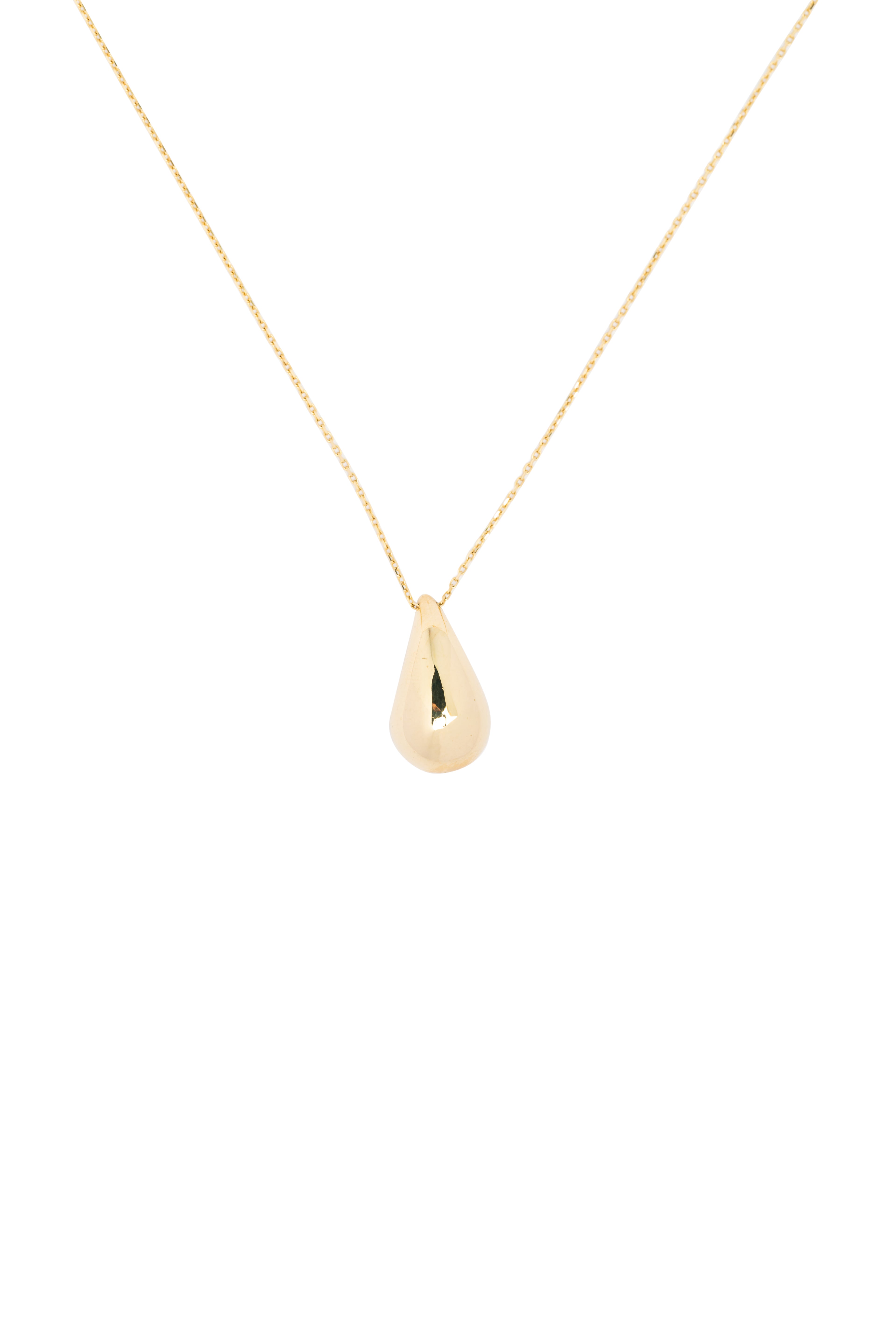 Large tear drop diamond necklace 14K yellow gold