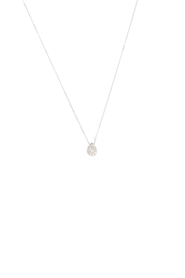 14k Gold Center Stone Pear Shape Diamond Necklace