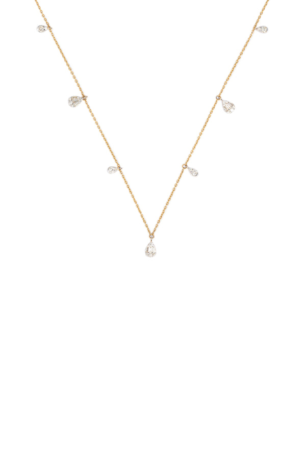 14k Gold Dangling Pear Shaped Diamond Necklace