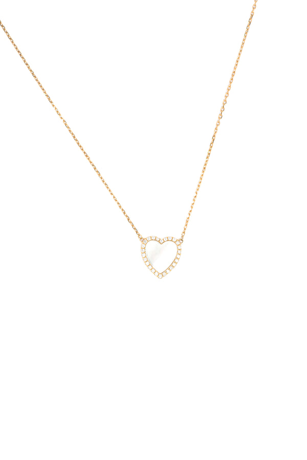 14k Gold MOP Heartwell Diamond Necklace