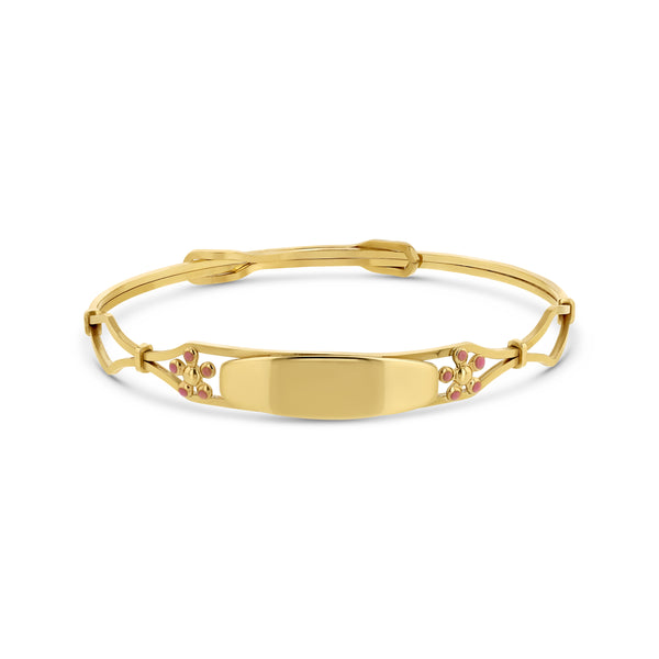 14k Yellow Gold Baby Engraved Flower bangle/bracelet