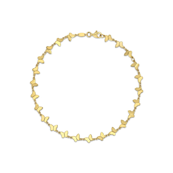 14k Yellow Gold Butterfly Anklet