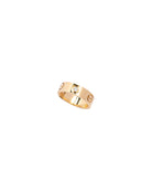Gold ring with a diamond on a white background