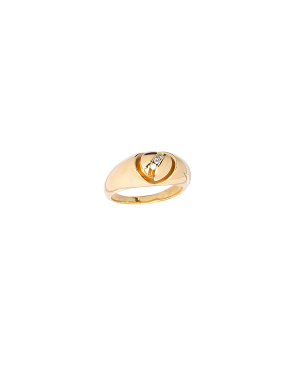 18k Gold Smooth Diamond Ring